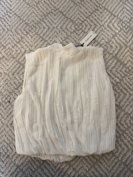 Babaton Tops - NWT Babaton Aritzia Ezra Pleated Sleeveless Top Cream S